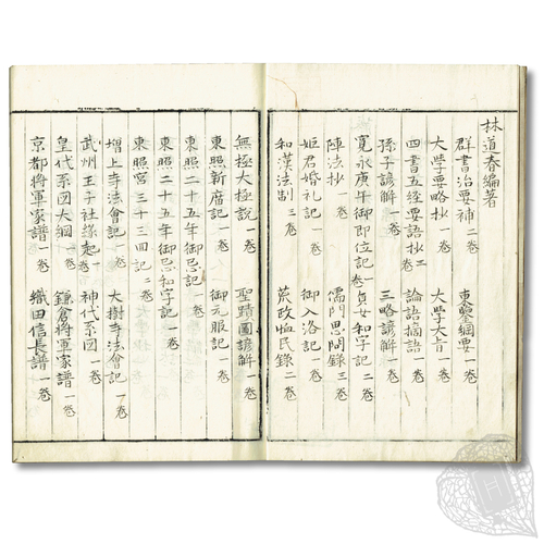 Jurin Shomoku [Catalogue of Works from the Ranks of Confucian Scholars] A manuscript catalogue of books by Confucian authors